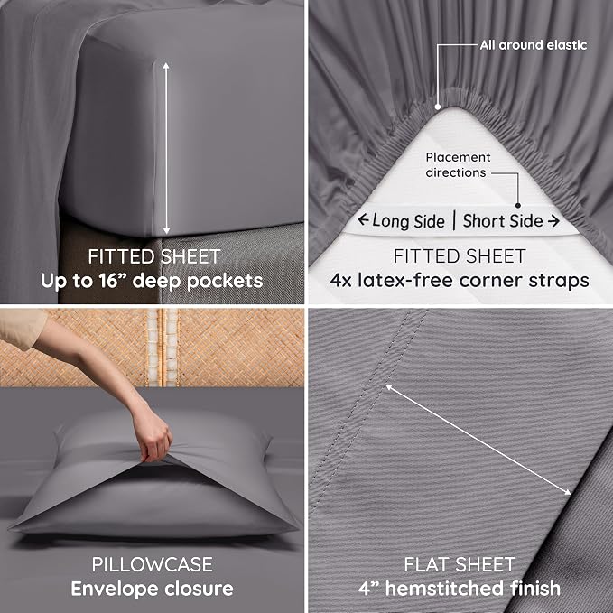 Bambaw 100% Viscose Derived from Bamboo Sheets California King Size Set – 4pcs - Image 5