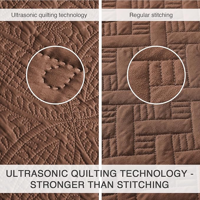 Love's cabin King Size Quilt Bedding Set Brown Bedspreads - Image 3