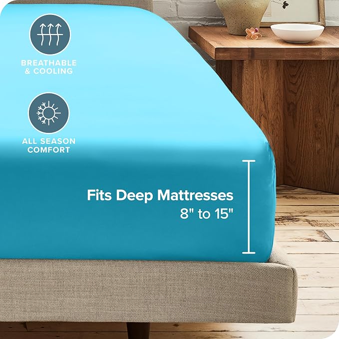 Bare Home 2-Pack Fitted Bottom Sheets Split King - Image 4