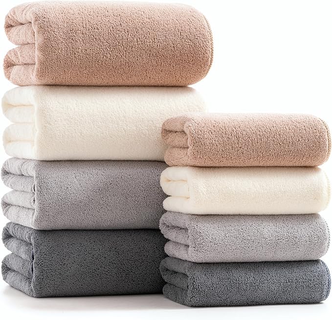 sakano Family Sized 8 Piece Towel Bundle, 4 Bath Towels and 4 Hand Towels by Unknown