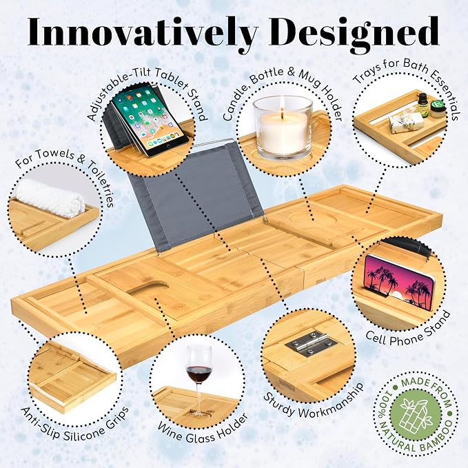 Home It Premium Foldable Bathtub Tray - Image 2