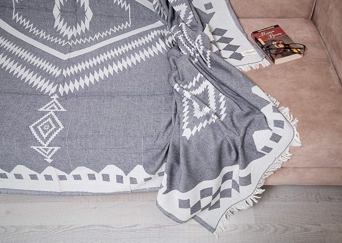 Bersuse 100% Cotton Bahamas XL Throw Blanket Turkish Towel Beach Blanket - Image 4