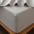 MooMee Fitted Bottom Sheet Only 100% Washed Cotton Linen Like Textured by MOOMEE