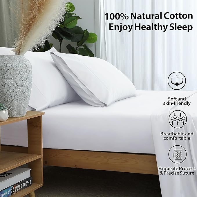 California King Size Fitted Sheet Only White, 100% Egyptian Cotton 600 Thread - Image 3