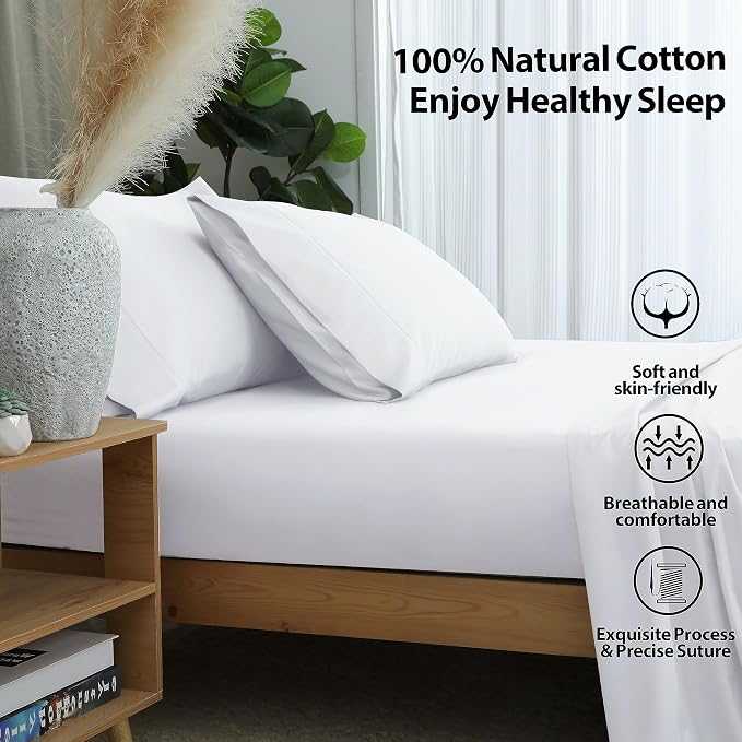 Queen Size Fitted Sheet Only White, 100% Egyptian Cotton 600 Thread Count - Image 2