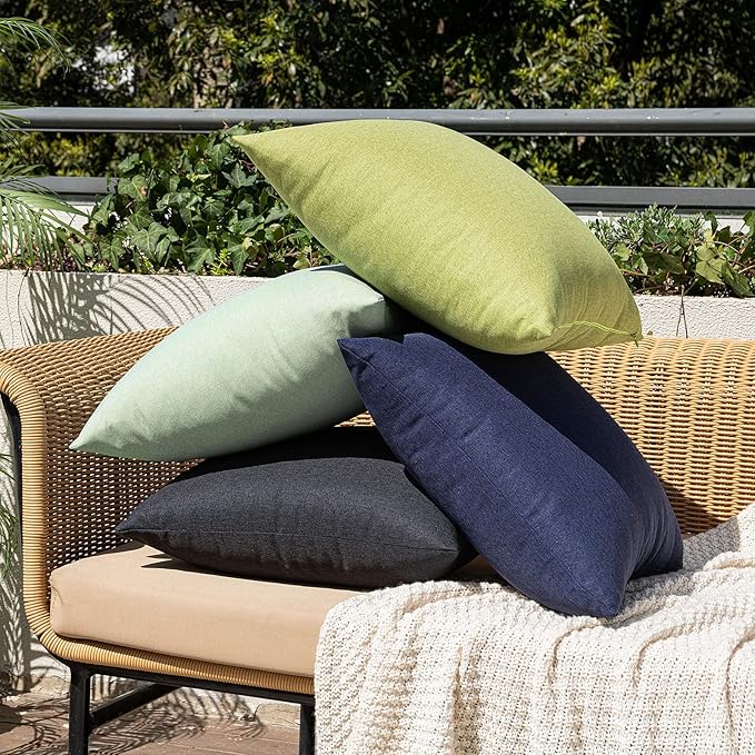 MIULEE Pack of 2 Decorative Outdoor Solid Waterproof Throw Pillow Covers Faux - Image 5