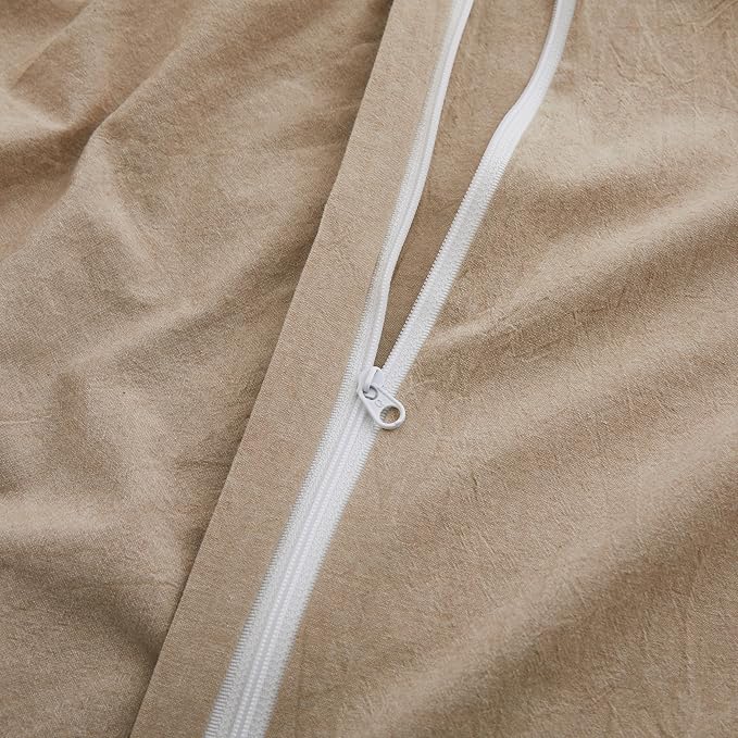 LOVQUE Bedding Duvet Cover Queen Size, 100% Washed Cotton Linen Like Natural - Image 5