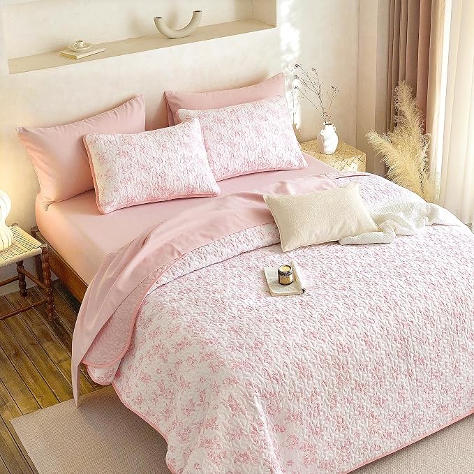 Wake In Cloud - Floral Quilt Set, Shabby Chic Coquette Cottagecore Vintage - Image 3