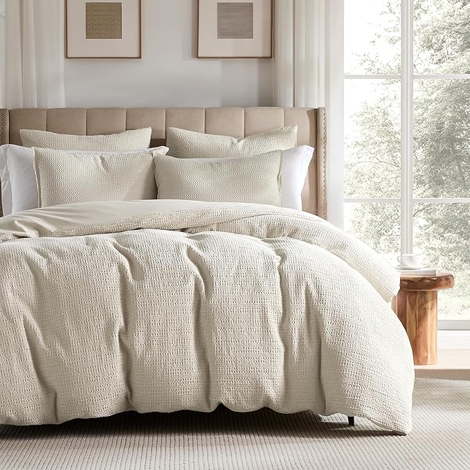 WDCOZY 100% Cotton Luxury Honeycomb Duvet Cover Set King Size by WDCOZY