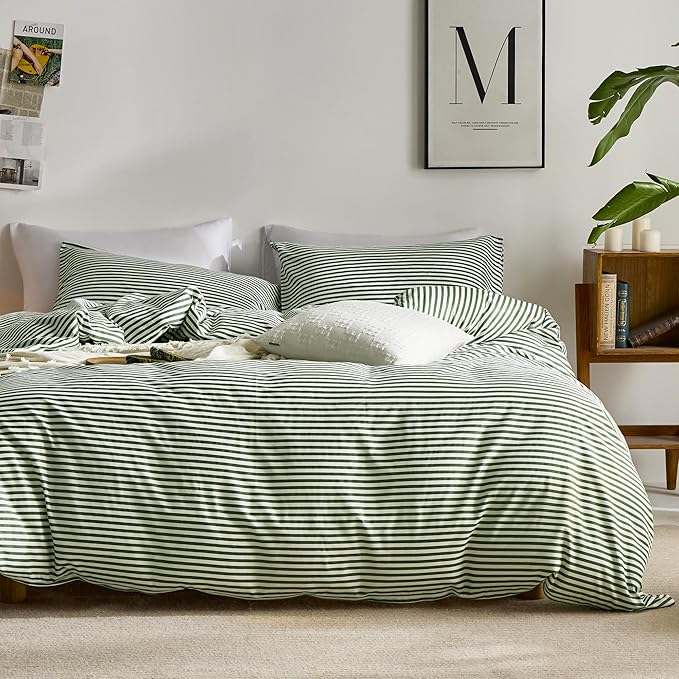 JELLYMONI 100% Natural Cotton 2pcs Striped Duvet Cover Sets, by JELLYMONI