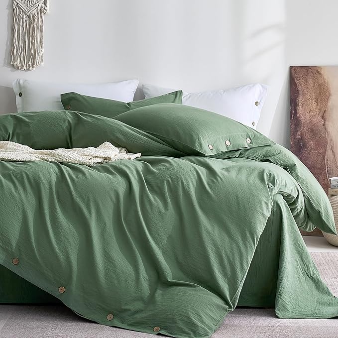 JELLYMONI 100% Washed Cotton Duvet Cover Full – Soft, Breathable Linen-Look by JELLYMONI