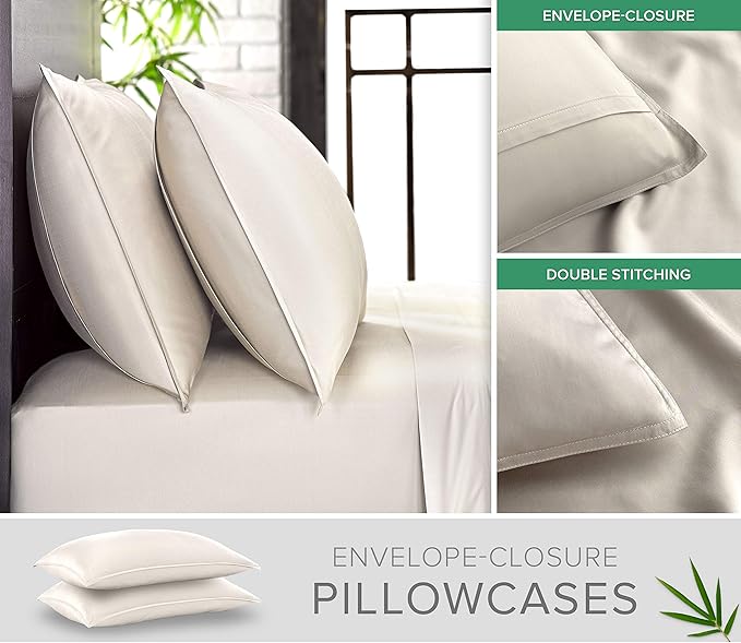 Queen Pillowcases by Pure Bamboo, Genuine 100% Organic Viscose Derived from - Image 2