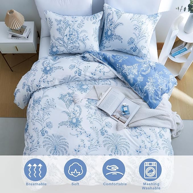 BOLINLIVING Duvet Cover Twin Size, Flower Kids Duvet Cover - Image 4