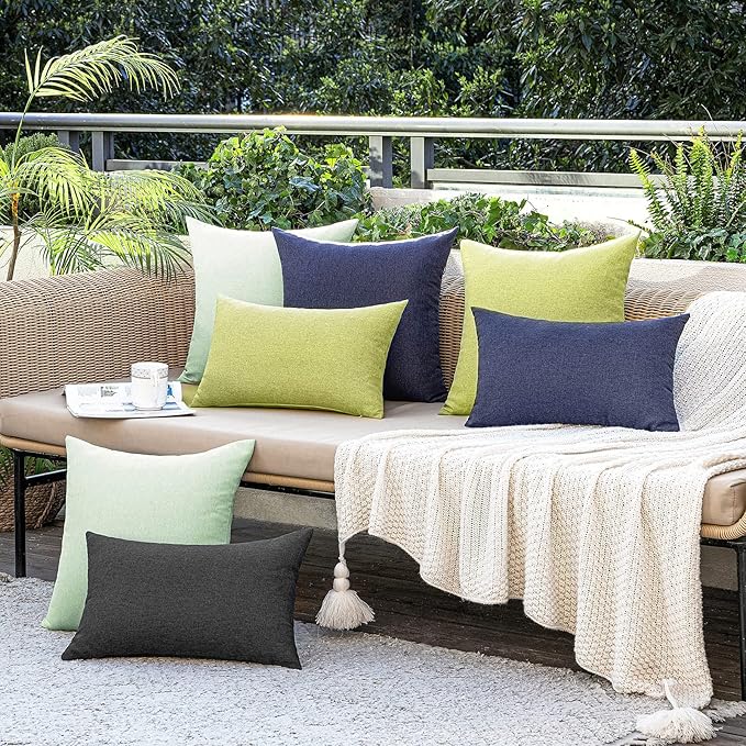 MIULEE Pack of 2 Decorative Outdoor Solid Waterproof Throw Pillow Covers Faux - Image 5