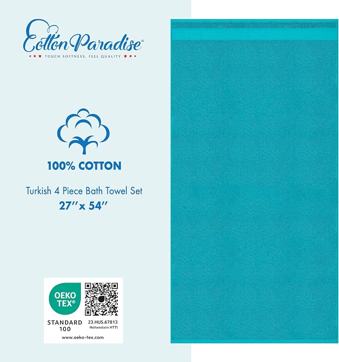 Cotton Paradise 4 Piece Turkish Bath Towels - Image 4