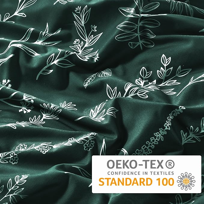MUXHOMO Duvet Cover Full Size, Reversible Floral Forest Green Duvet Cover Set - Image 5