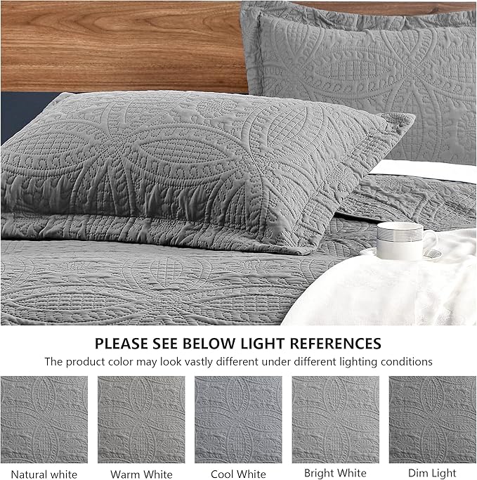 Love's cabin Twin Quilt Set Grey Bedspreads - Image 5