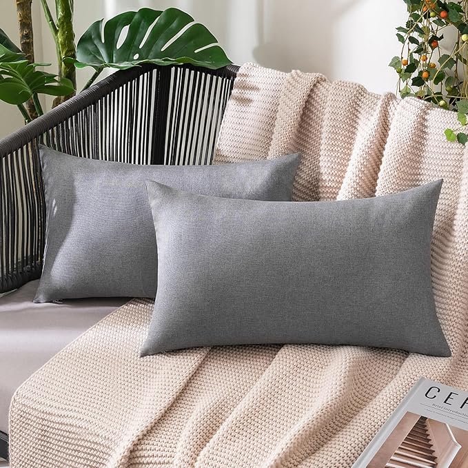 MIULEE Pack of 2 Decorative Outdoor Solid Waterproof Throw Pillow Covers Faux by MIULEE