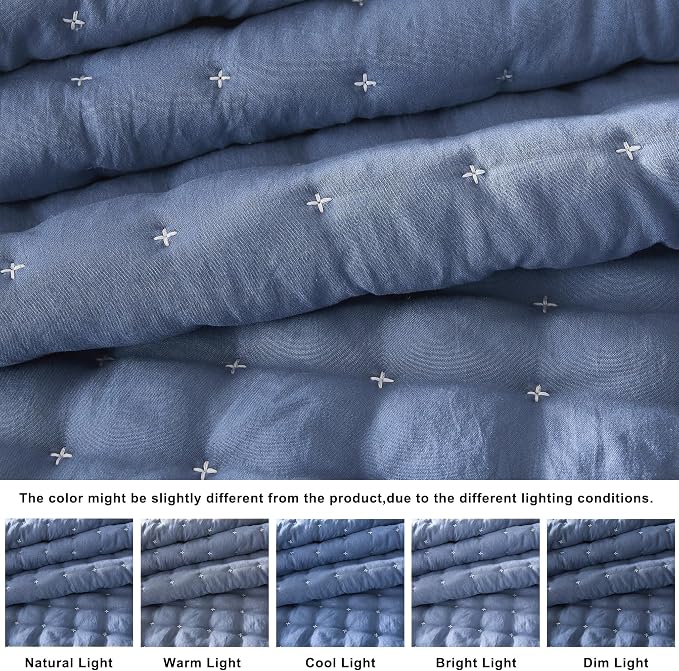 WDCOZY Blue Twin Size Quilt Bedding Sets - Image 2