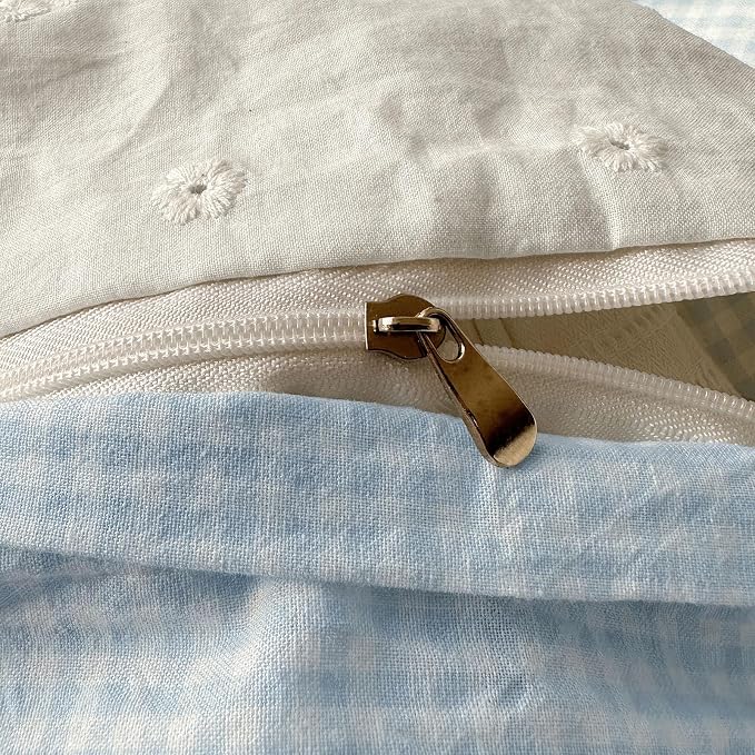 mixinni Blue Gingham Duvet Cover Twin Size - Image 8