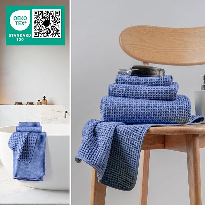MICROFI New Microfiber Waffle Bath Towels, 3 Pieces, Fast Drying, Lint Free - Image 4