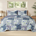 Whale Flotilla Patchwork Quilts Queen Size, Soft Boho Floral Bedspreads by WHALEFLOTILLA