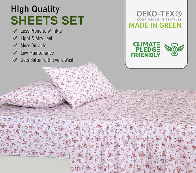 RUVANTI 100% Cotton Sheets – Queen Size Percale Bedding, Cooling & Breathable - Image 7