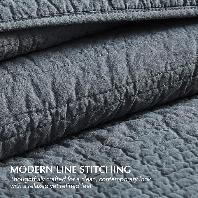 EVERGRACEHOME 100% Cotton Modern Lines Quilt Set King Size, Pre-Washed Soft - Image 4