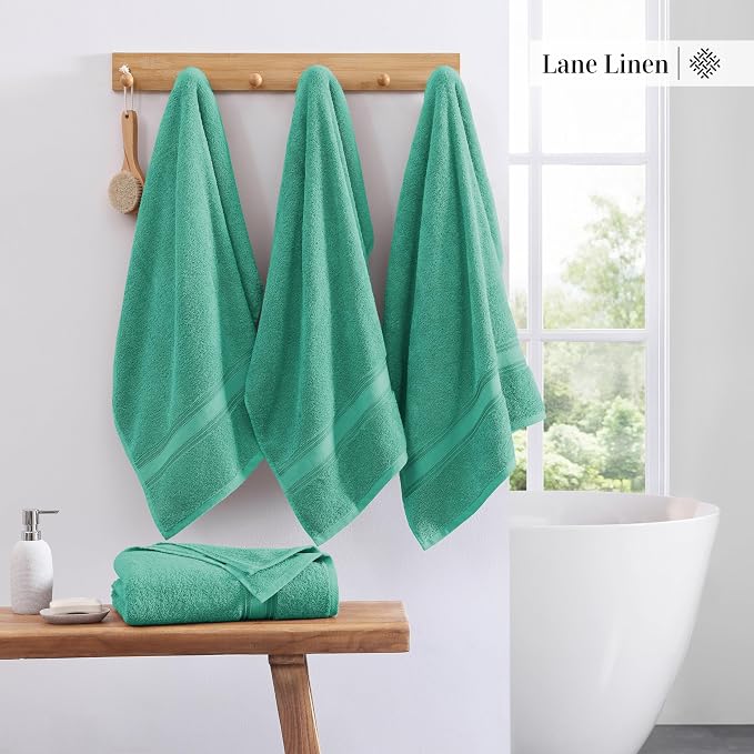 LANE LINEN Large Teal Cotton Bath Sheets, 4 Piece Set, Quick Dry, Super Soft - Image 3