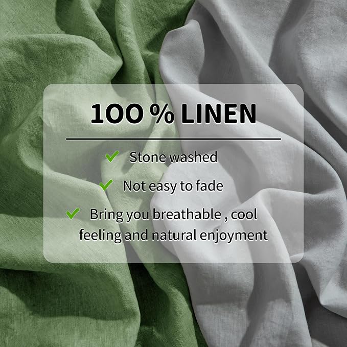 LBRO2M 100% Pure Linen Sheet Set Deep Pocket Up to 16" Bed Sheets Sets - Image 3