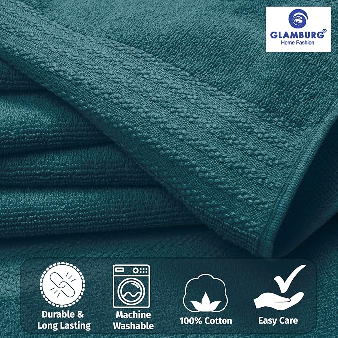 GLAMBURG Premium Cotton Oversized 2 Pack Bath Sheet 35x70-100% Pure Cotton - Image 2