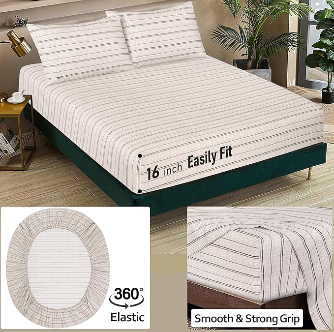 RUVANTI 100% Cotton Sheets – King Size Percale Bedding, Cooling & Breathable - Image 5
