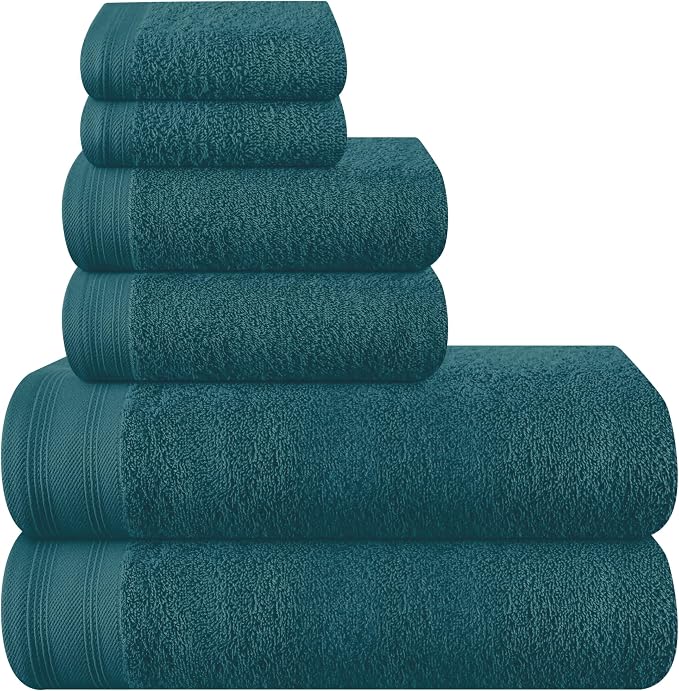 Ultra Soft 6 Pack Cotton Towel Set, Contains 2 Bath Towels 28x55 inch, 2 Hand by Unknown