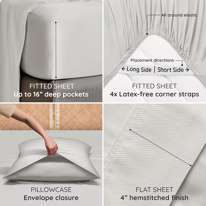 Bambaw King Sheet Set 6pcs – 100% Viscose Derived from Bamboo Sheets King Size - Image 5