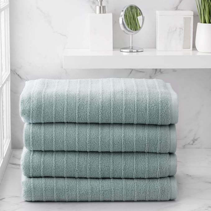 Welhome James 100% Cotton Textured Stripe Towels - Image 2