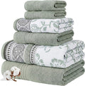 Modern Threads Floral Trail 6-Piece 100% Cotton Towel Set – Reversible Yarn by ModernThreads