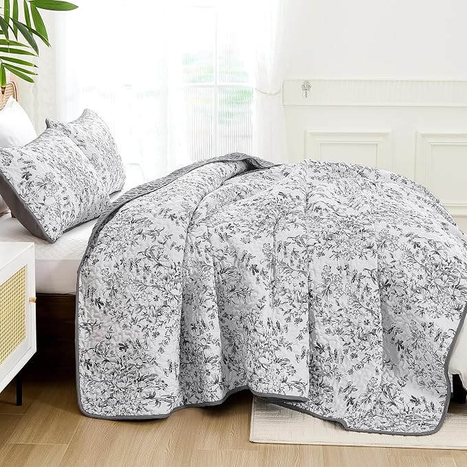 WONGS BEDDING Quilt King Size, Botanical Quilt - Image 3