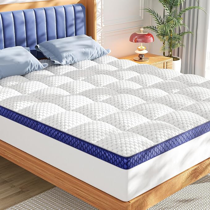 BEDELITE Queen Mattress Topper 3 Inch Thick Mattress Pad, Plush Pillow Top Bed by BEDELITE