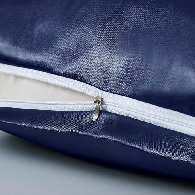 Navy Blue Satin Pillowcases - Image 5