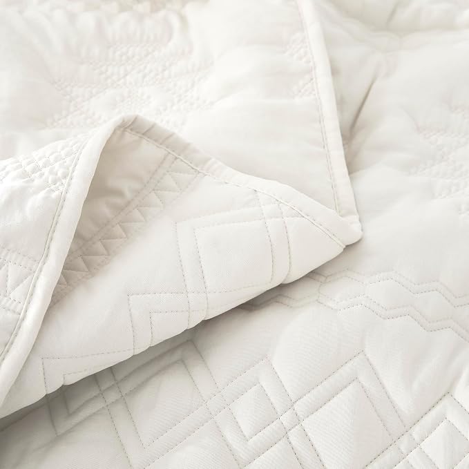 WDCOZY Boho Ivory Quilts Queen Size Bedding Sets - Image 6