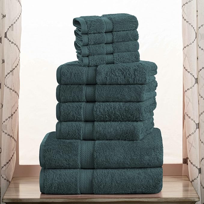 SUPERIOR Egyptian Cotton Pile 10 Piece Towel Set, Includes 2 Bath, 4 Hand - Image 2