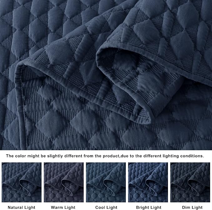 WDCOZY Navy Blue Quilt Queen Size Bedding Sets - Image 3