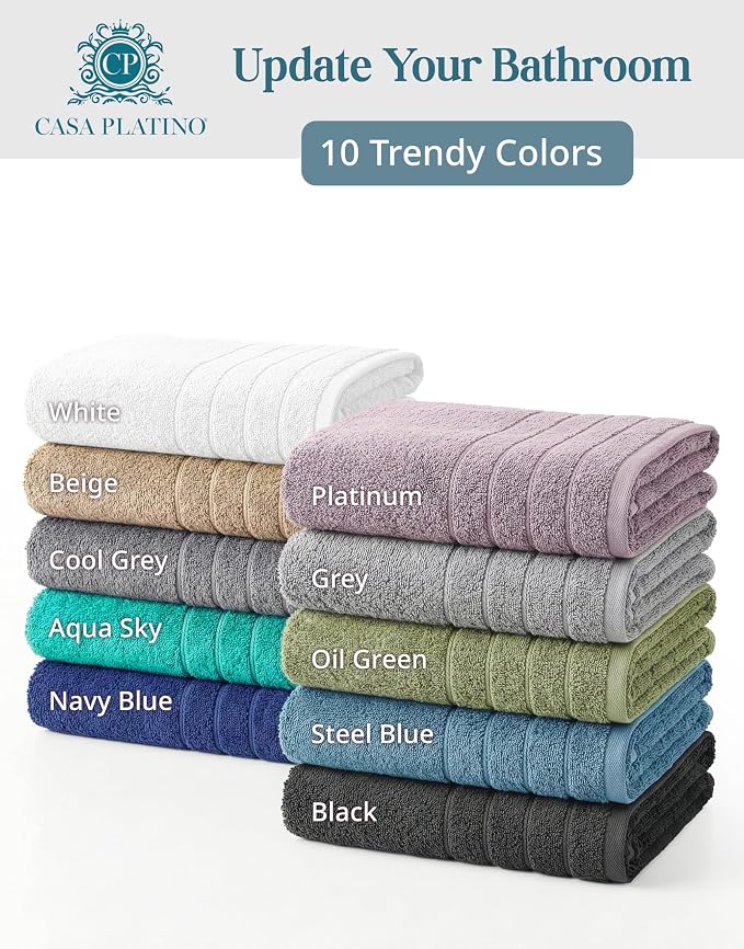24 Piece Towels for Bathroom – 100% Cotton Bath Towel Set, 2 Bath Sheet - Image 7