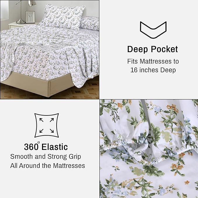 RUVANTI 100% Cotton Sheets – Full Size Percale Bedding, Cooling & Breathable - Image 6