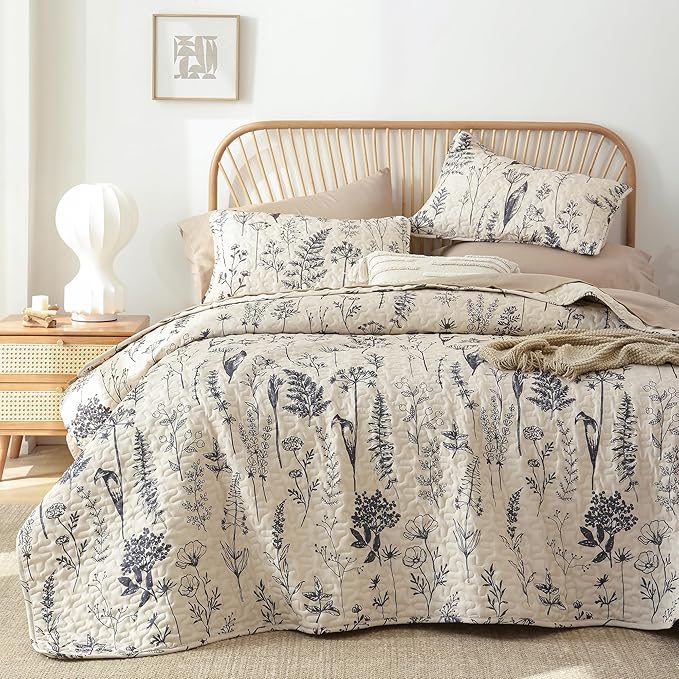 JANZAA Twin Quilt Beige Quilt Bed Spread Boho Quilt - Image 5