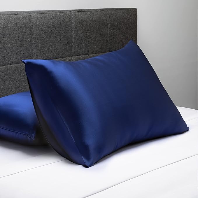 Fishers Finery 25mm Mulberry Silk Queen Pillowcase Navy - Image 3