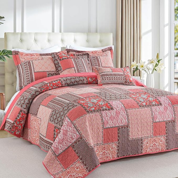 BEDIFANY Cotton King Quilt Set, Farmhouse King Size Quilt Bedding Set - Image 2
