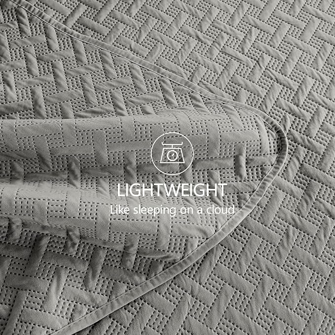 FLYMME Queen Quilt Bedding Set Dark Grey Lightweight Bedspreads Full Size - Image 6