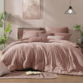 Monbix Full Size Comforter Set-7 Pieces Dusty Pink Cationic Dyeing Bed in a Bag by Monbix