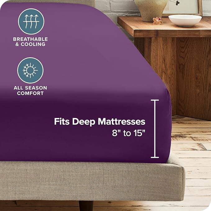Bare Home 2-Pack Fitted Bottom Sheets Split King - Image 4
